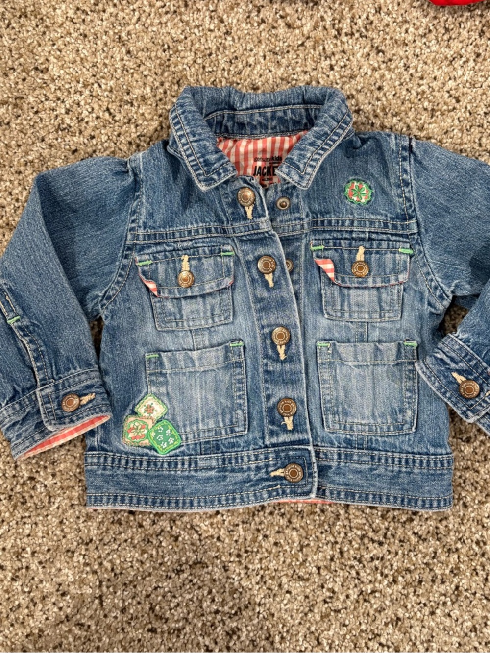 Genuine Kids by Oshkosh 12M Denim Jacket with Embroidered Patches